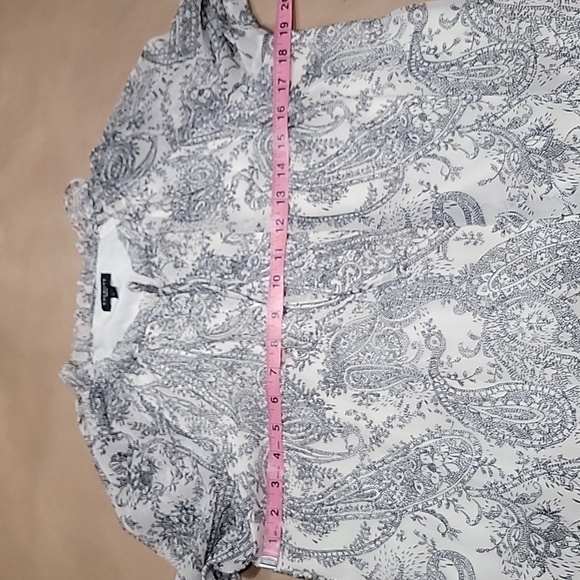 Talbots Size MP Tie Neck White with Black Paisley Blouse Exc. Used Cond. - Picture 8 of 14